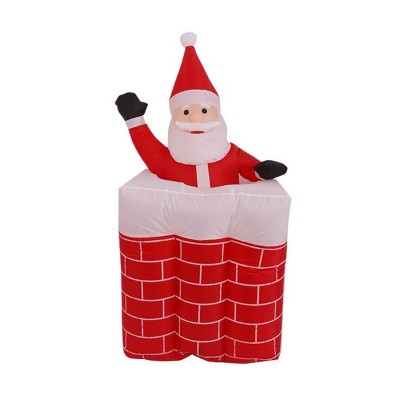 Inflatable Santa Claus With Lifting Chimney Christmas Glowing Decoration LED Light