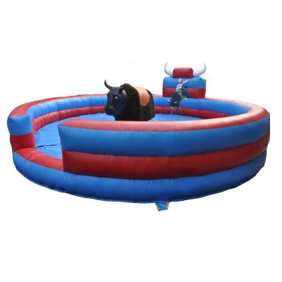 mini indoor inflatable mechanical pulling rodeo bull for children interactive sport game