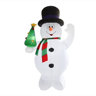 Inflatable Snow Man WIth Christmas Tree On The Hand LED Decoration Snowman